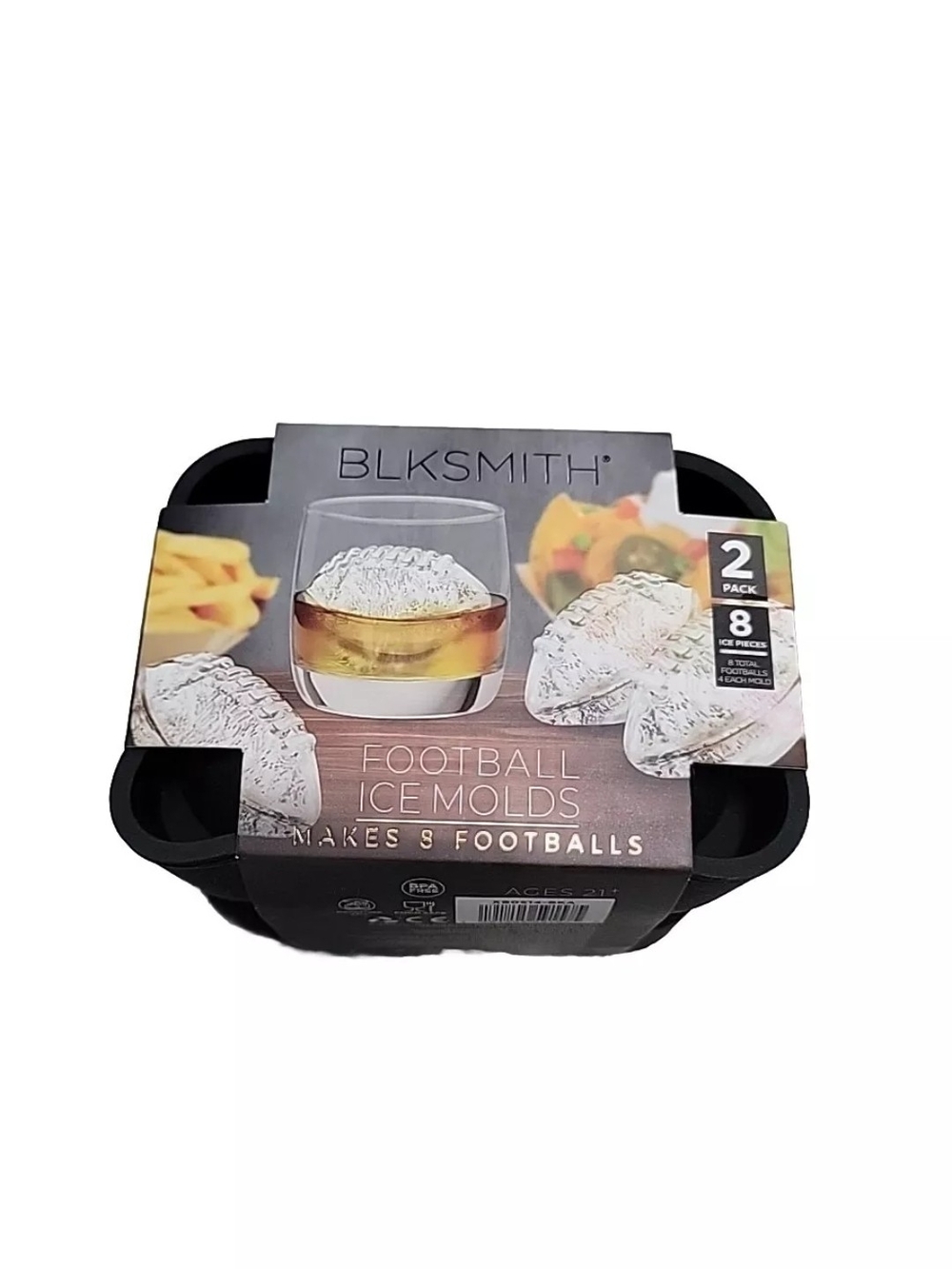 SMITH Black Football Ice Molds - Silicone 2 Pack